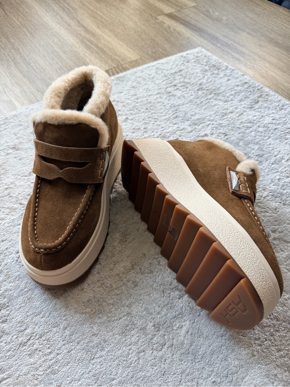 ASH Magic 03 Brown Suede Shearling Platform Boots 36